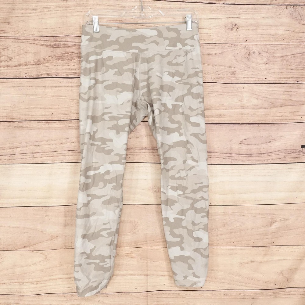 Calvin Klein Leggings Womens L Beige Camo Ankle Moisture Wicking Yoga Running